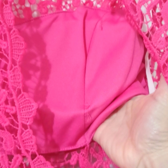 Soieblu Lace Hot Pink Romper - Picture 7 of 7
